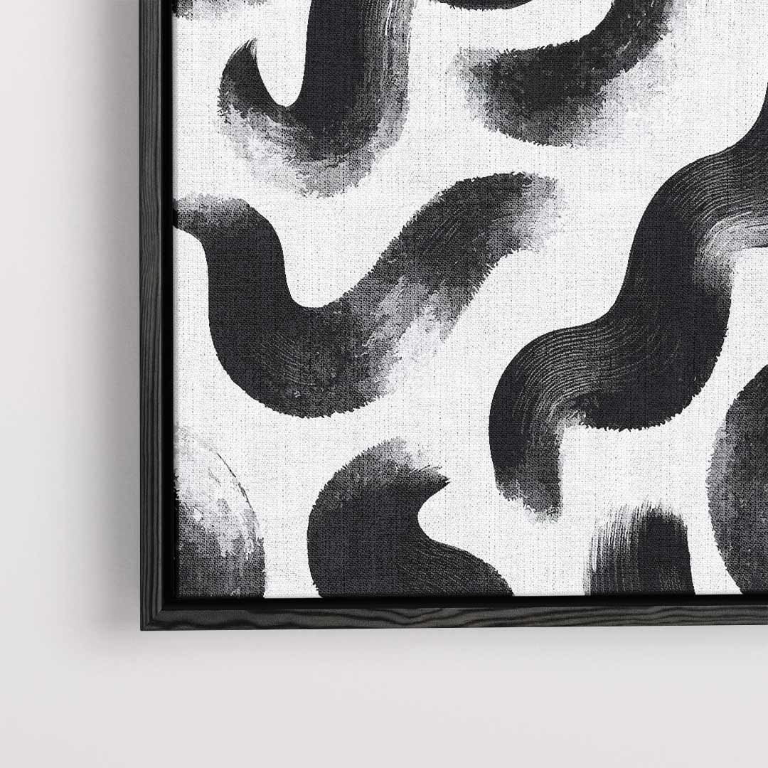 Abstracte Zwart-witte Kronkels Kunstwerk-canvas-dibond-plexiglas-wanddecoratie-WallArtistic