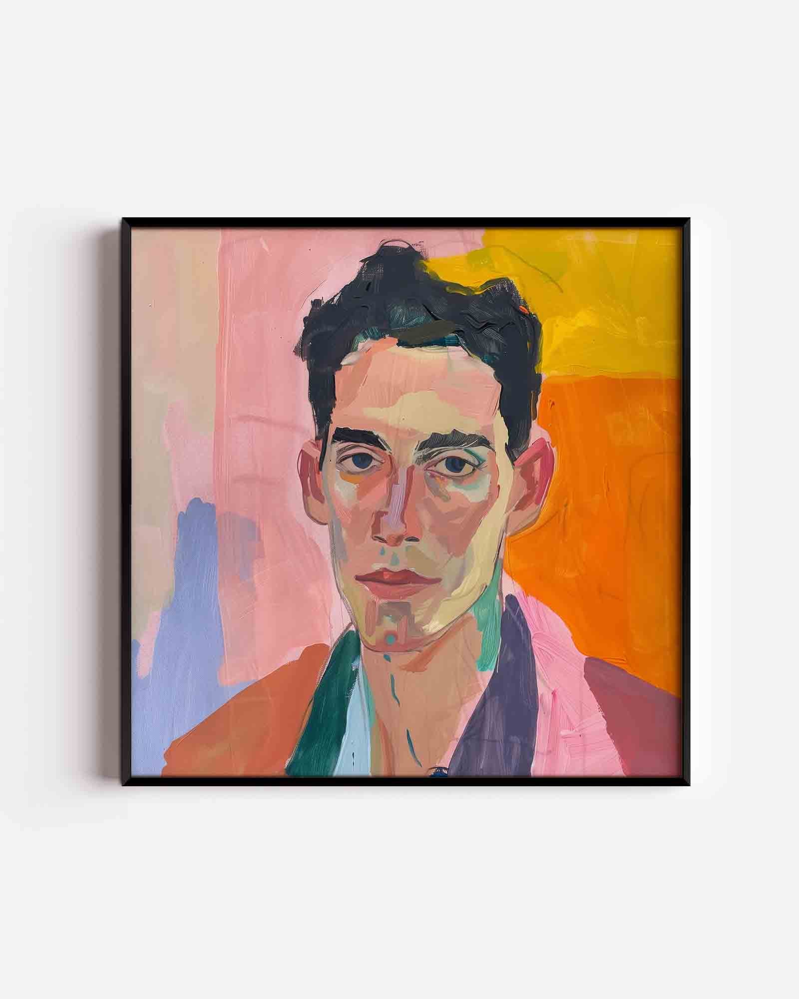 Portret met kleurrijke achtergrond Poster