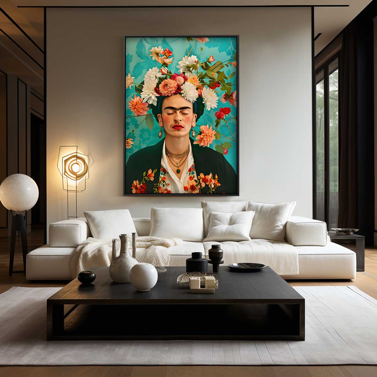 Bloemrijke Portretpracht Kunstwerk-canvas-dibond-plexiglas-wanddecoratie-WallArtistic