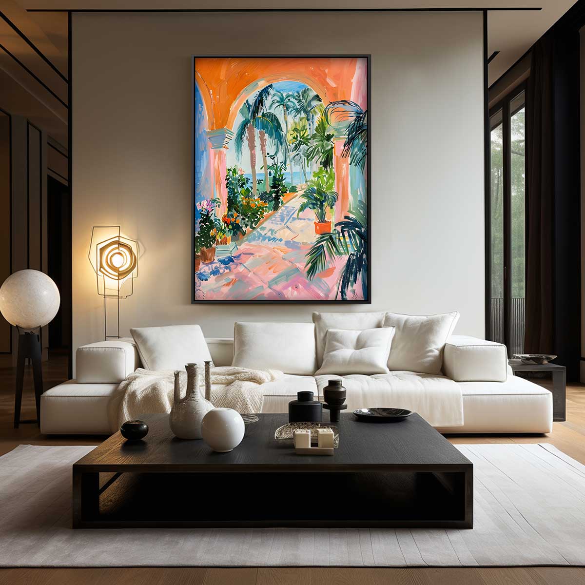 Tropische Tuinonder De Boog Kunstwerk-canvas-dibond-plexiglas-wanddecoratie-WallArtistic