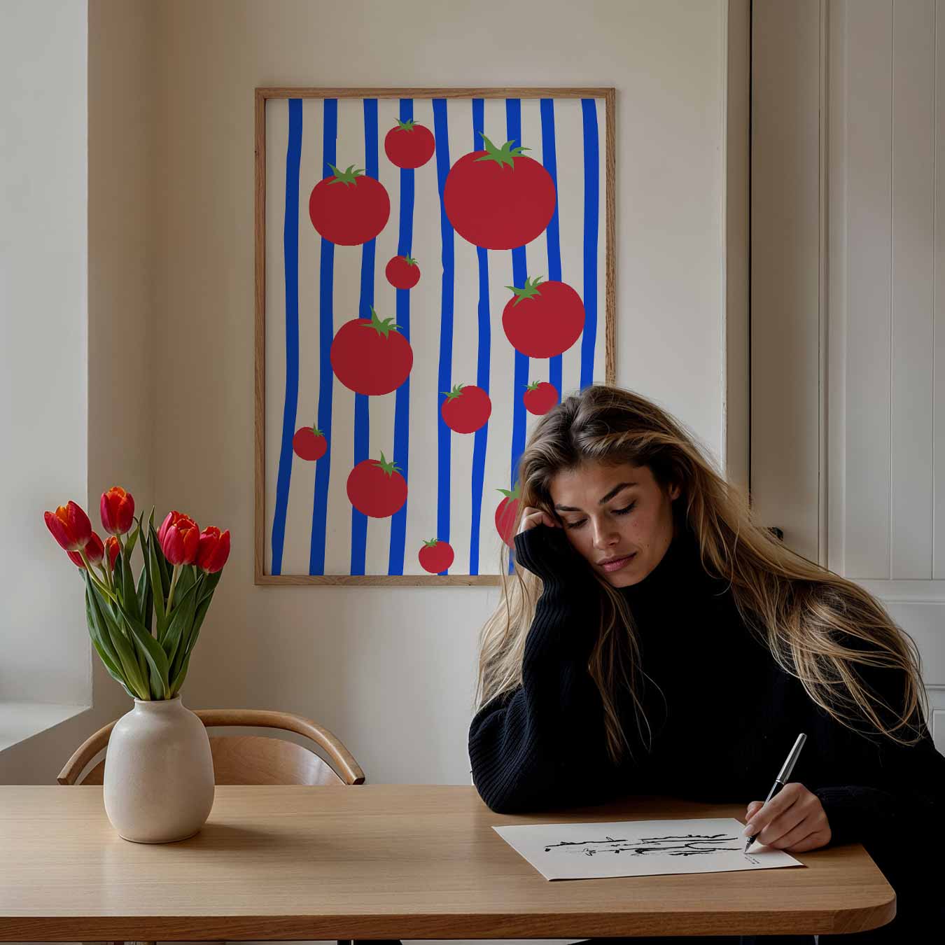 Tomaten op Strepen Poster-WallArtistic