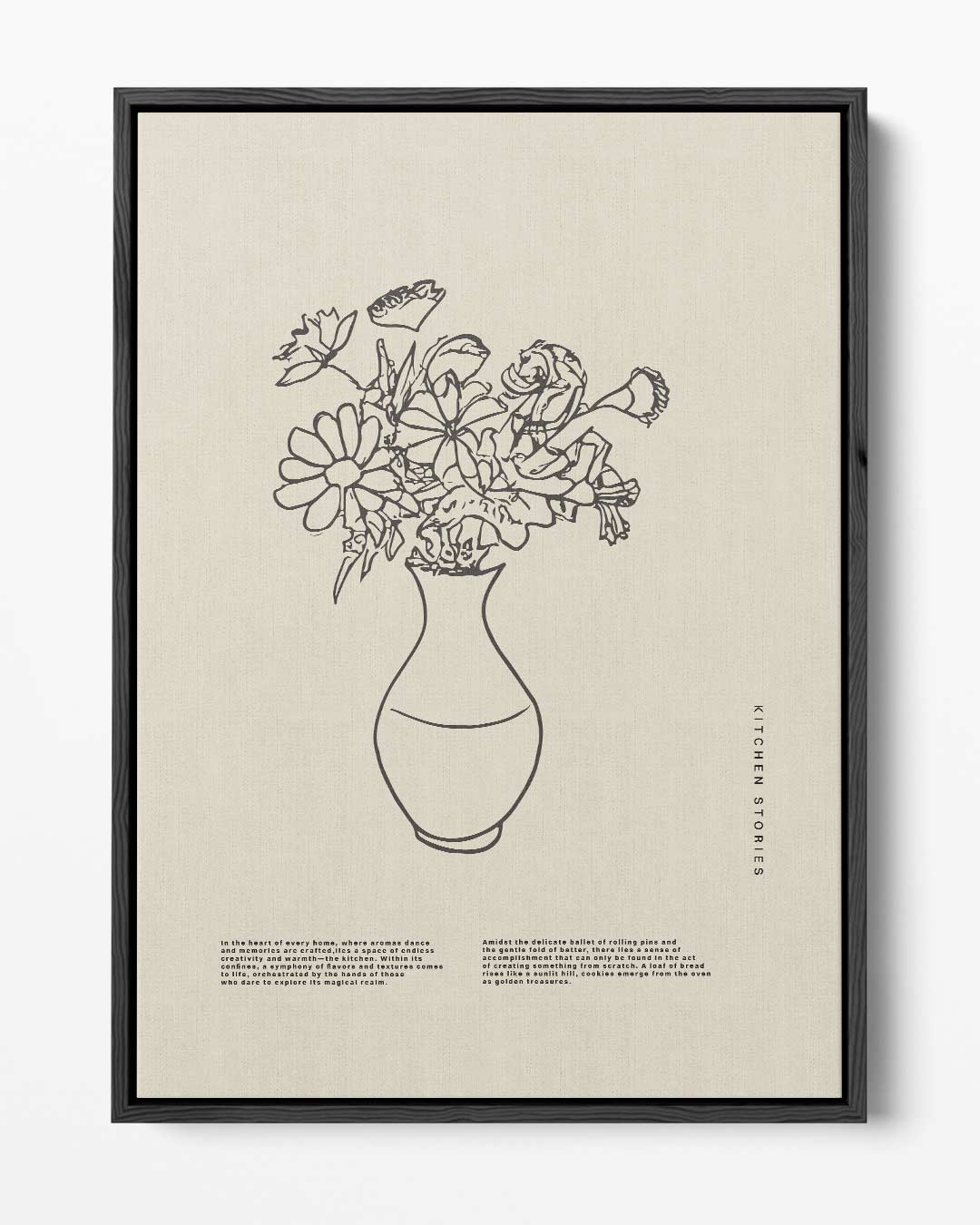 Vaas met Bloemen Lijntekening Kunstwerk-canvas-dibond-plexiglas-wanddecoratie-WallArtistic