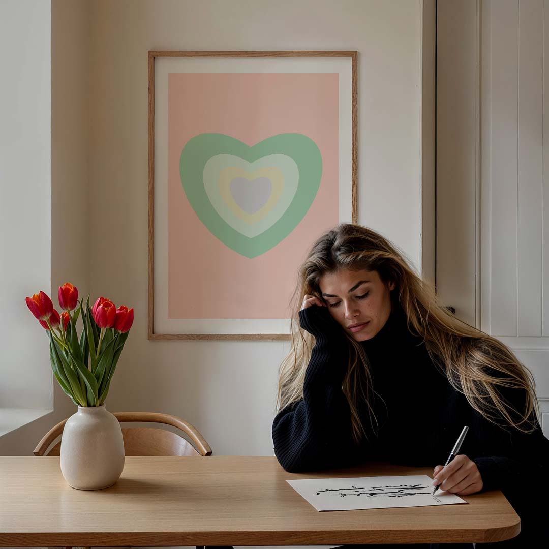 Pastel Hartjes Poster-WallArtistic
