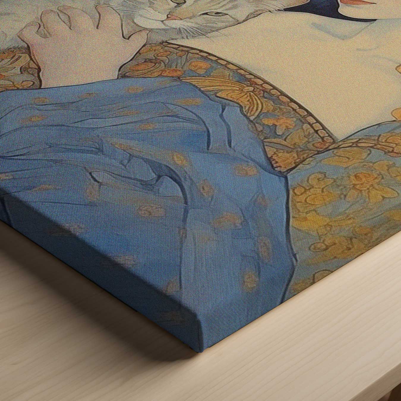 Dromerige Vriendschap met Kat Kunstwerk-canvas-dibond-plexiglas-wanddecoratie-WallArtistic