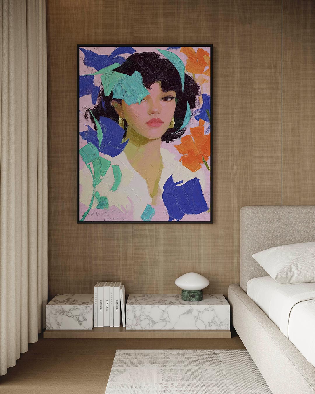 Vrouwelijk portret met kleuren Kunstwerk