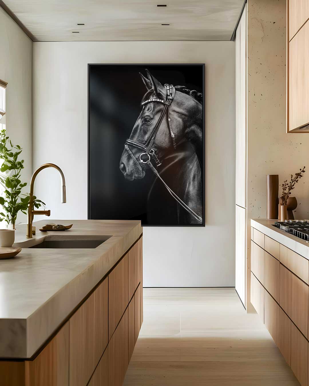 Elegante Paardenportret Fotografie Kunstwerk-canvas-dibond-plexiglas-wanddecoratie-WallArtistic