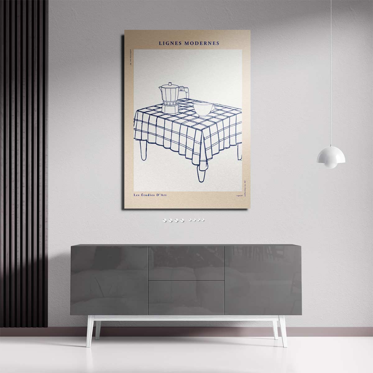 Moderne Lijnen Ontbijtscène Kunstwerk-canvas-dibond-plexiglas-wanddecoratie-WallArtistic