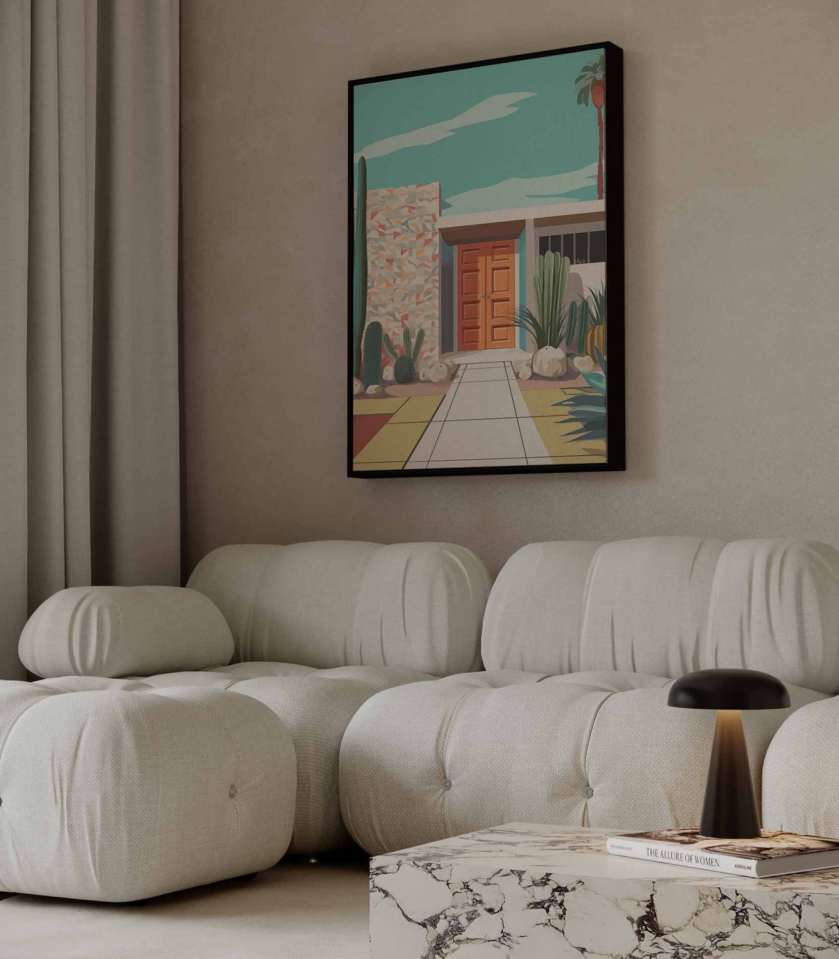 Retro Palm Springs Villa Kunstwerk-canvas-dibond-plexiglas-wanddecoratie-WallArtistic
