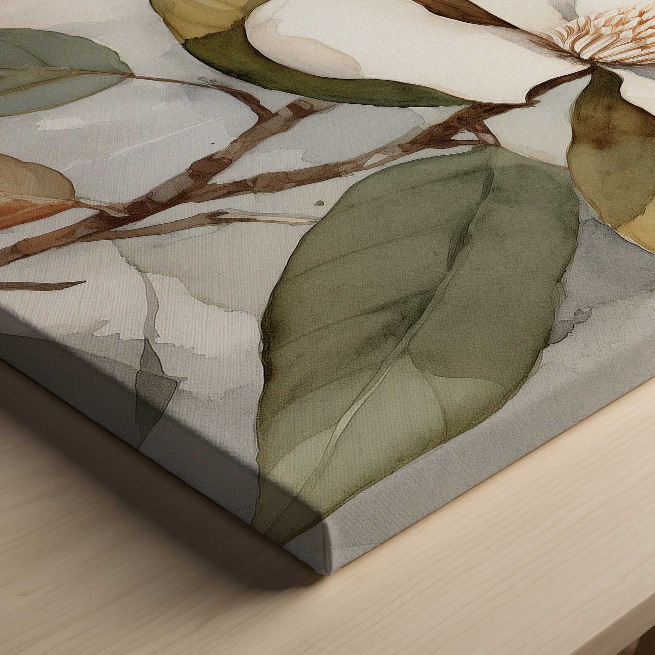 Elegante Magnolia Aquarel Kunstwerk-canvas-dibond-plexiglas-wanddecoratie-WallArtistic