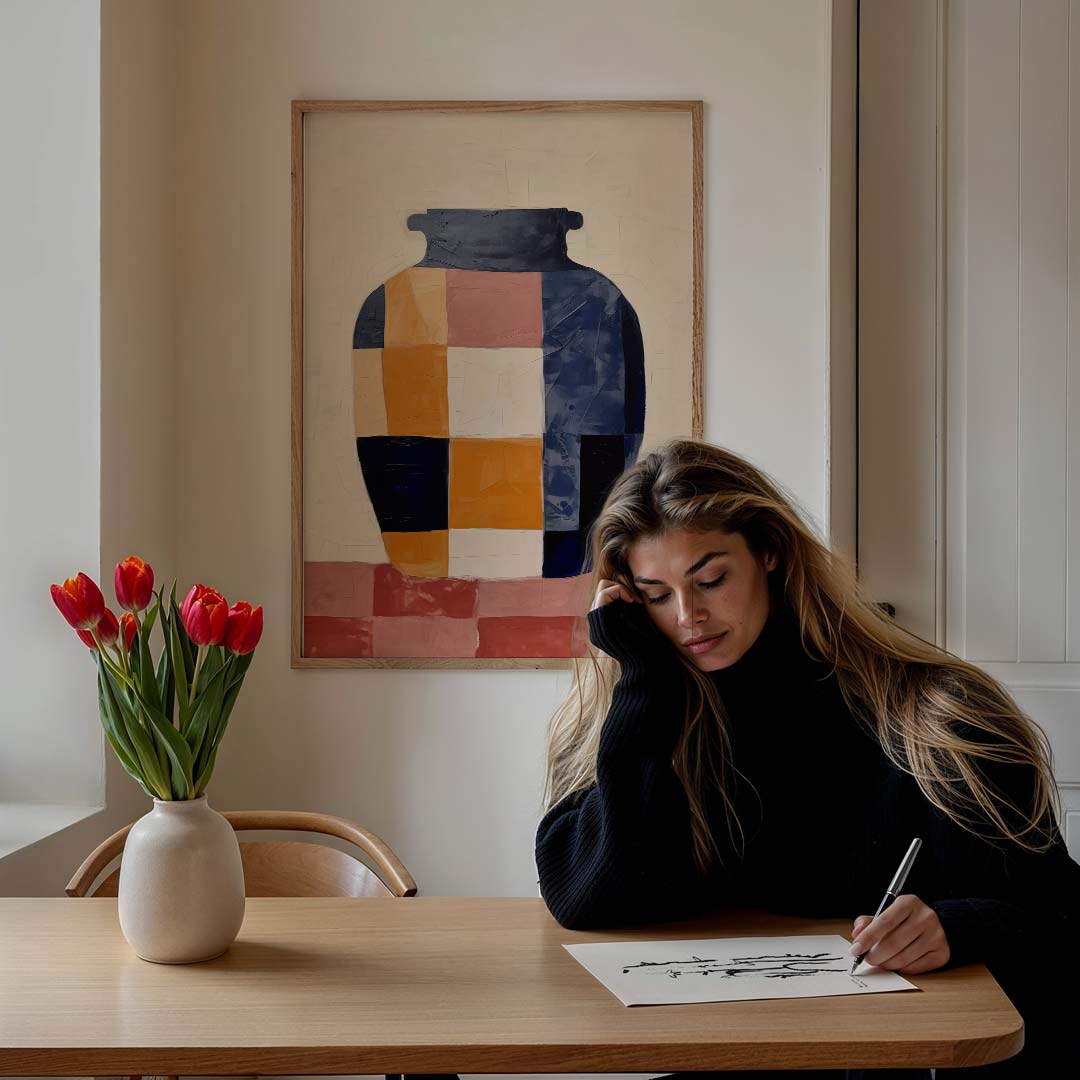 Abstracte Vaas Kunstposter-WallArtistic