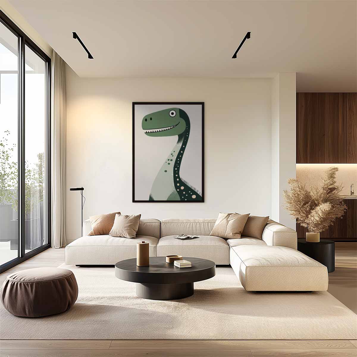 Vrolijke Dino Print Kunstwerk-canvas-dibond-plexiglas-wanddecoratie-WallArtistic