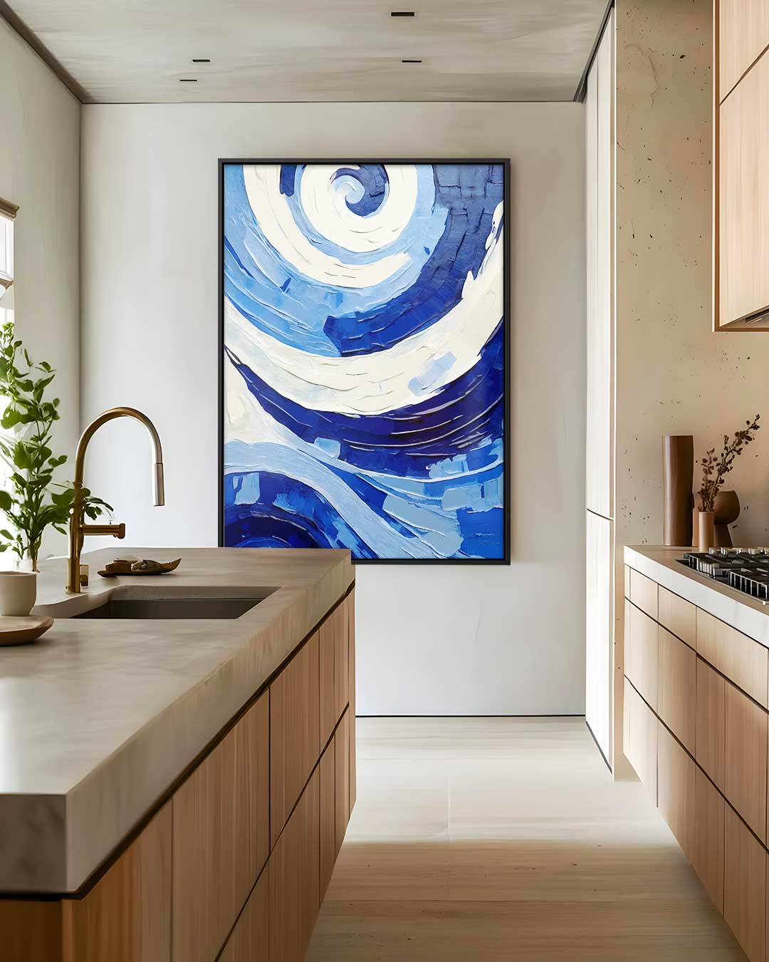 Spiralen van Blauw Kunstwerk-canvas-dibond-plexiglas-wanddecoratie-WallArtistic