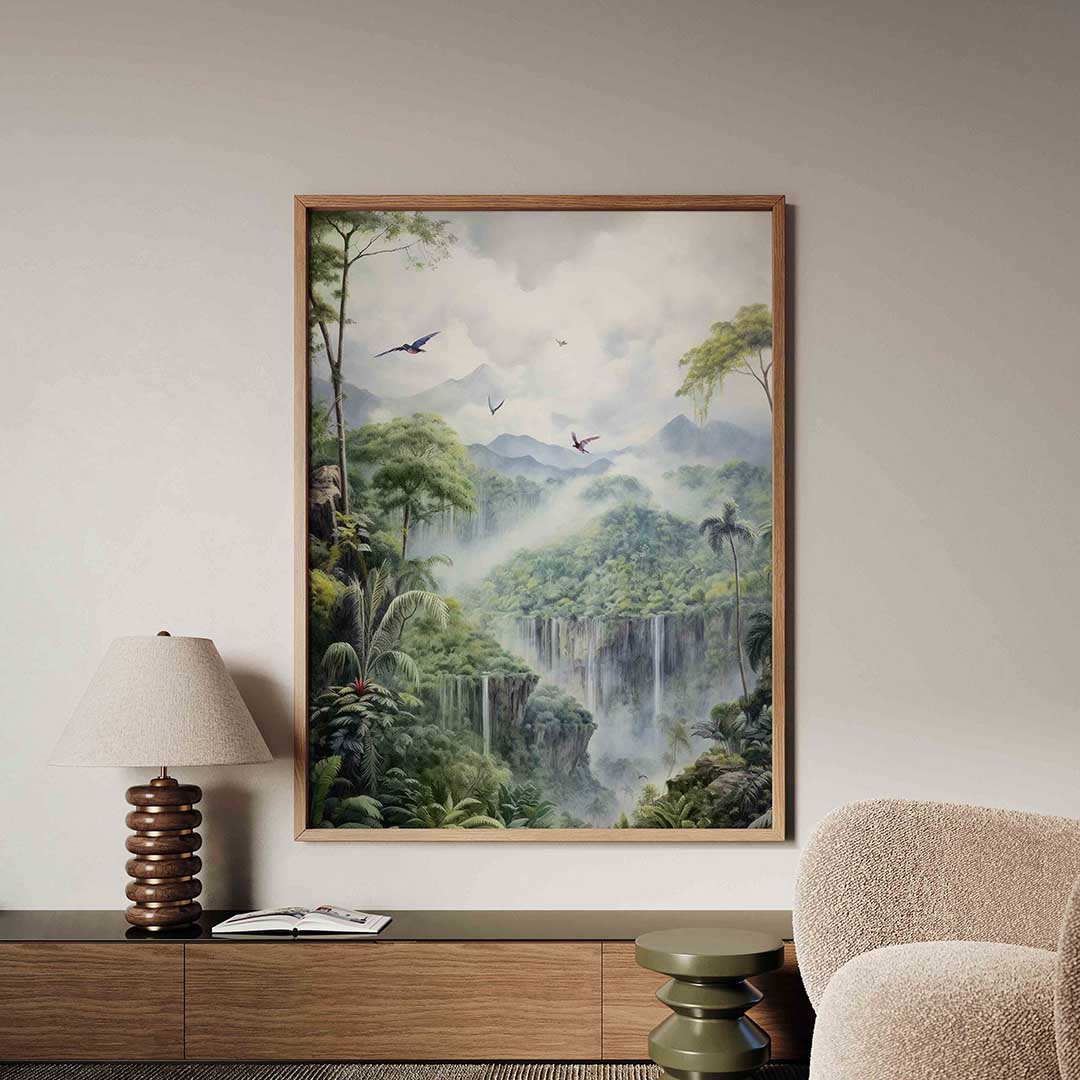 Vogelvlucht over waterval Poster