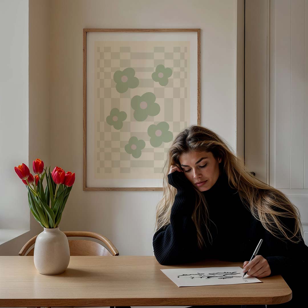 Bloemen en Ruiten Poster-WallArtistic