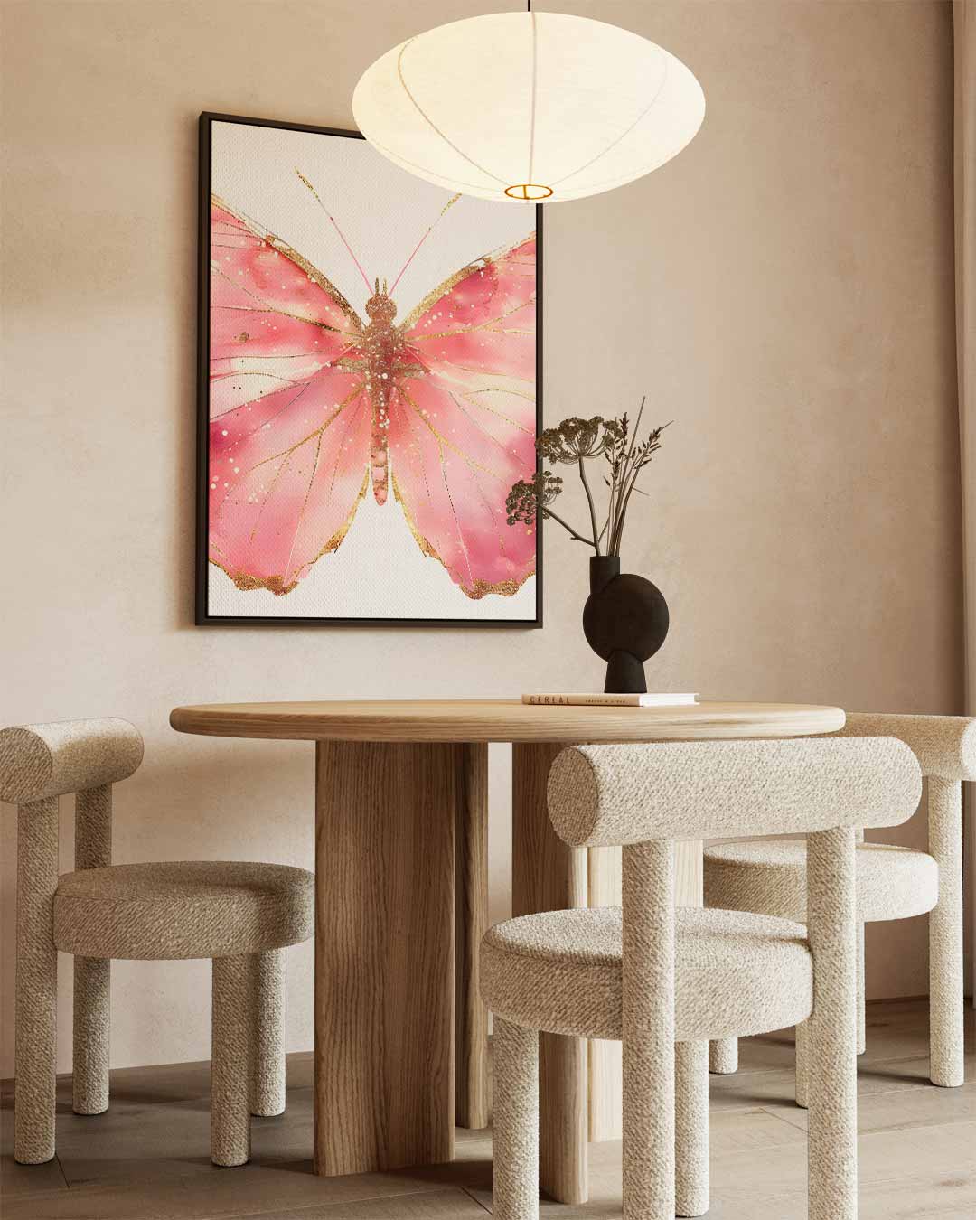 Sprankelende Vlinder in Roze Kunstwerk-canvas-dibond-plexiglas-wanddecoratie-WallArtistic