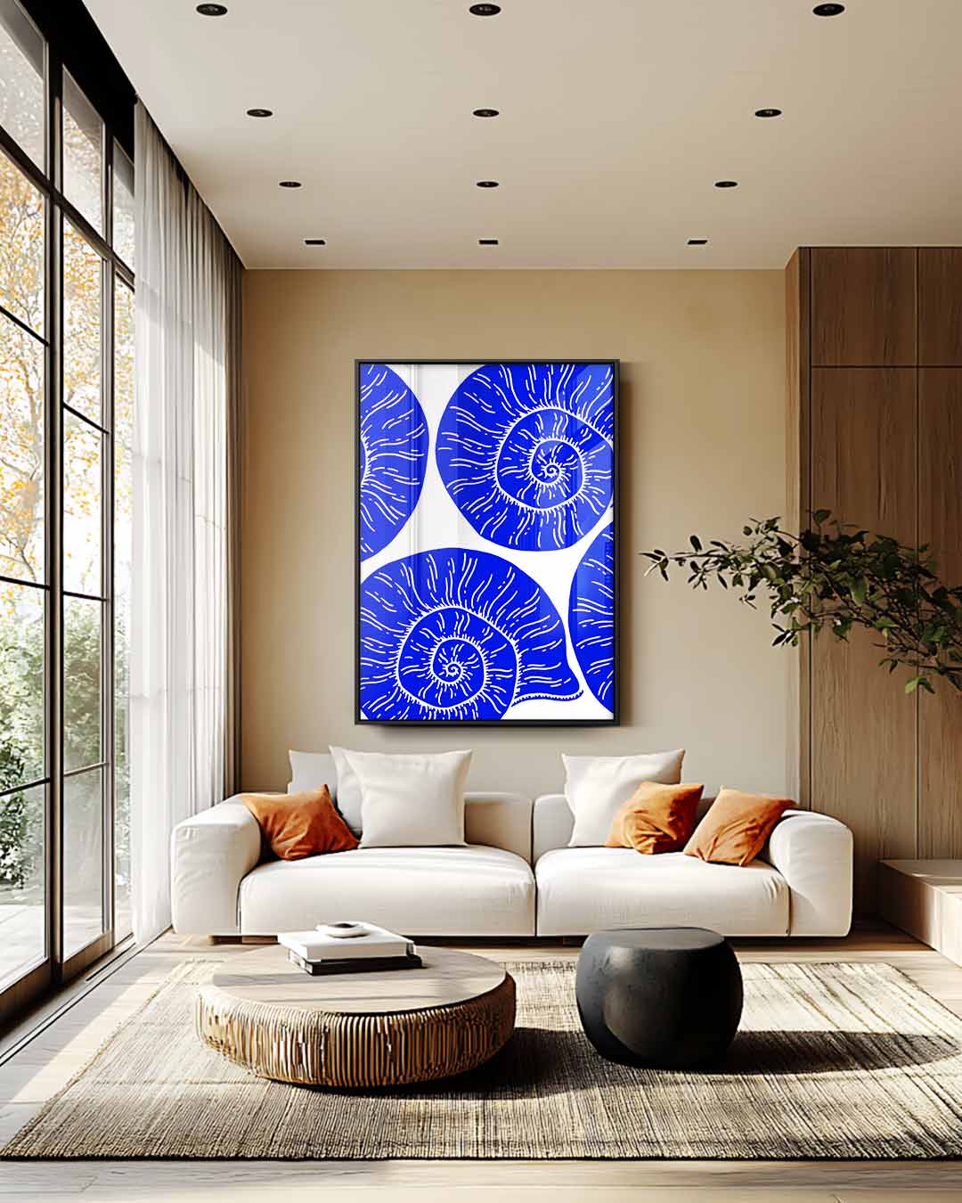 Blauwe Spiralen Kunstwerk-canvas-dibond-plexiglas-wanddecoratie-WallArtistic