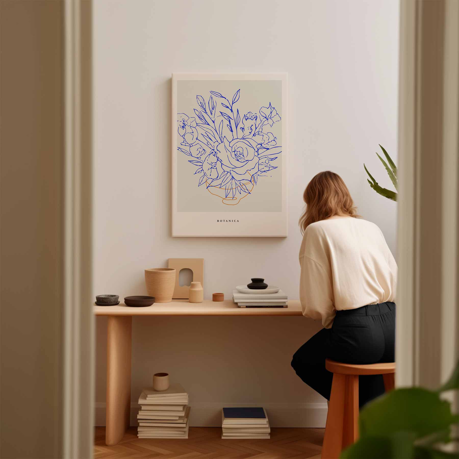 Botanica Bloemenschets Kunstwerk-canvas-dibond-plexiglas-wanddecoratie-WallArtistic