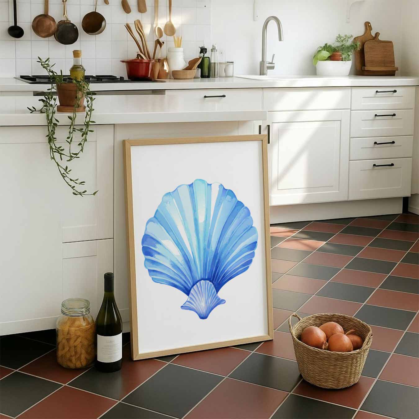 Blauwe Schelp Art Print Poster-WallArtistic
