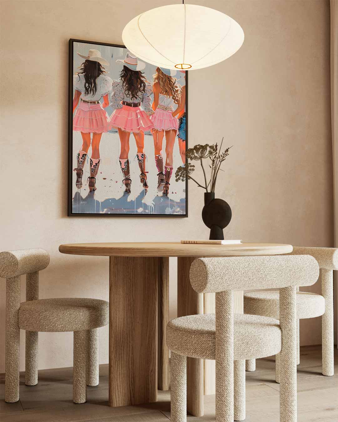 Vrolijke Cowgirls in Pastel Kunstwerk-canvas-dibond-plexiglas-wanddecoratie-WallArtistic