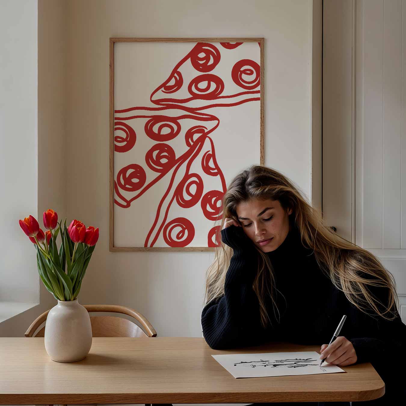 Abstract Red Swirls Poster-WallArtistic