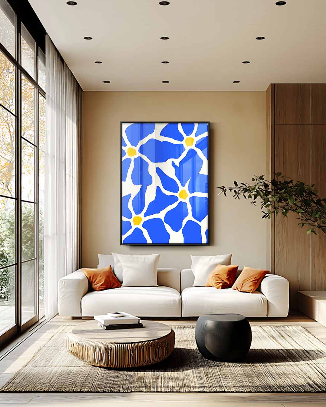Bloemenpracht in Blauw Kunstwerk-canvas-dibond-plexiglas-wanddecoratie-WallArtistic
