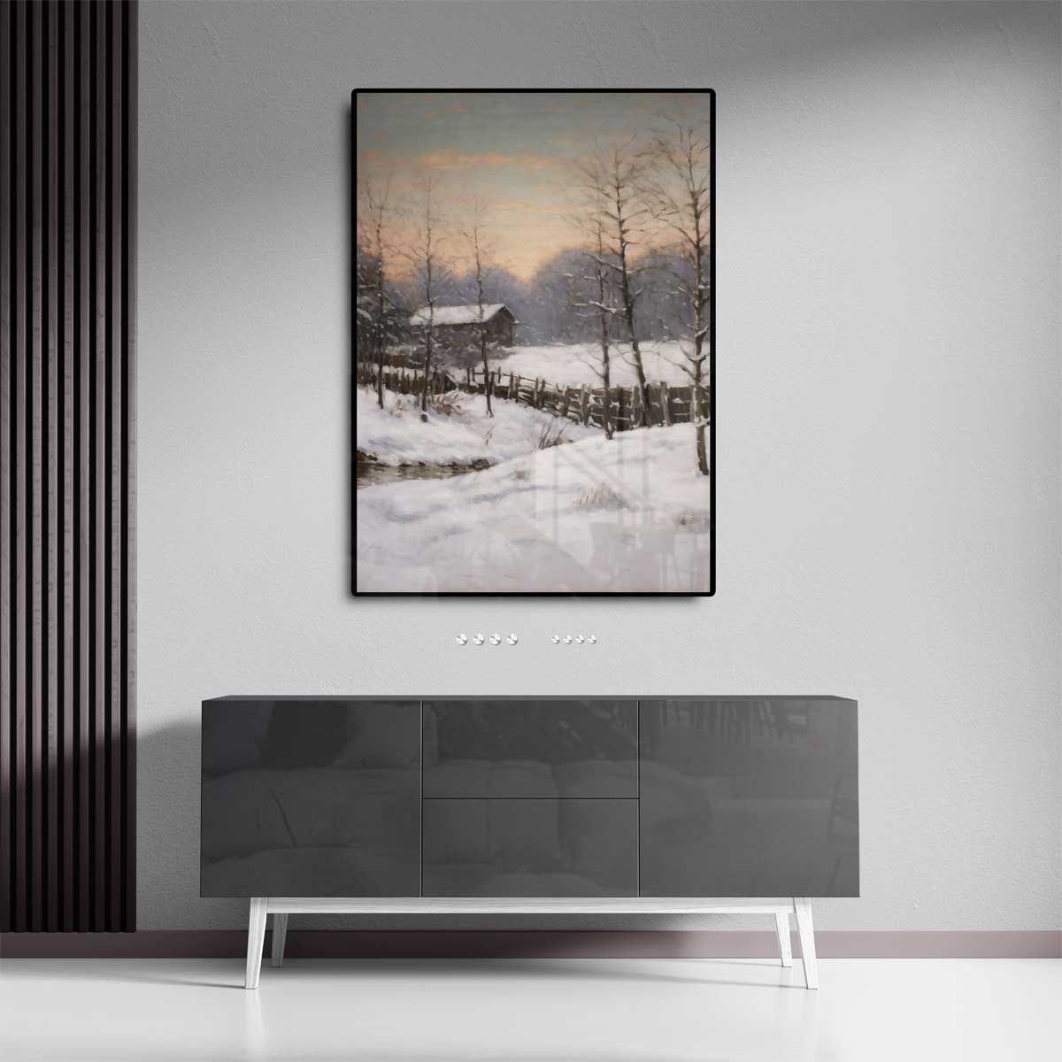 Winterse Rustieke Schoonheid Kunstwerk-canvas-dibond-plexiglas-wanddecoratie-WallArtistic