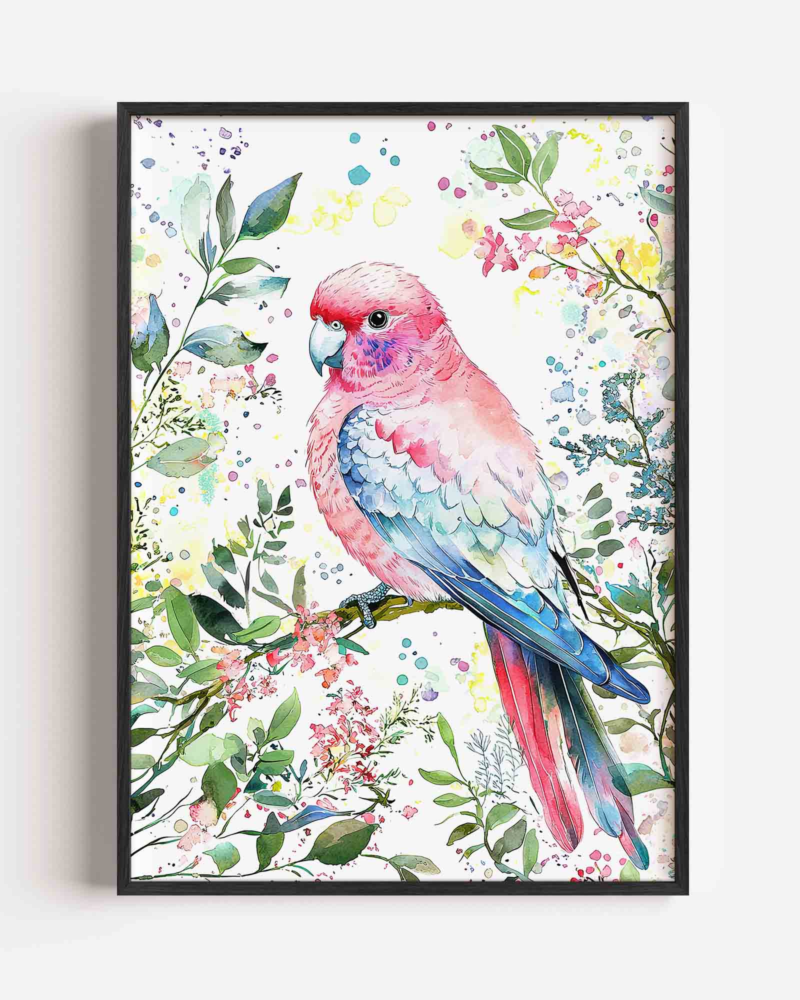 Papegaai met bloemen Poster