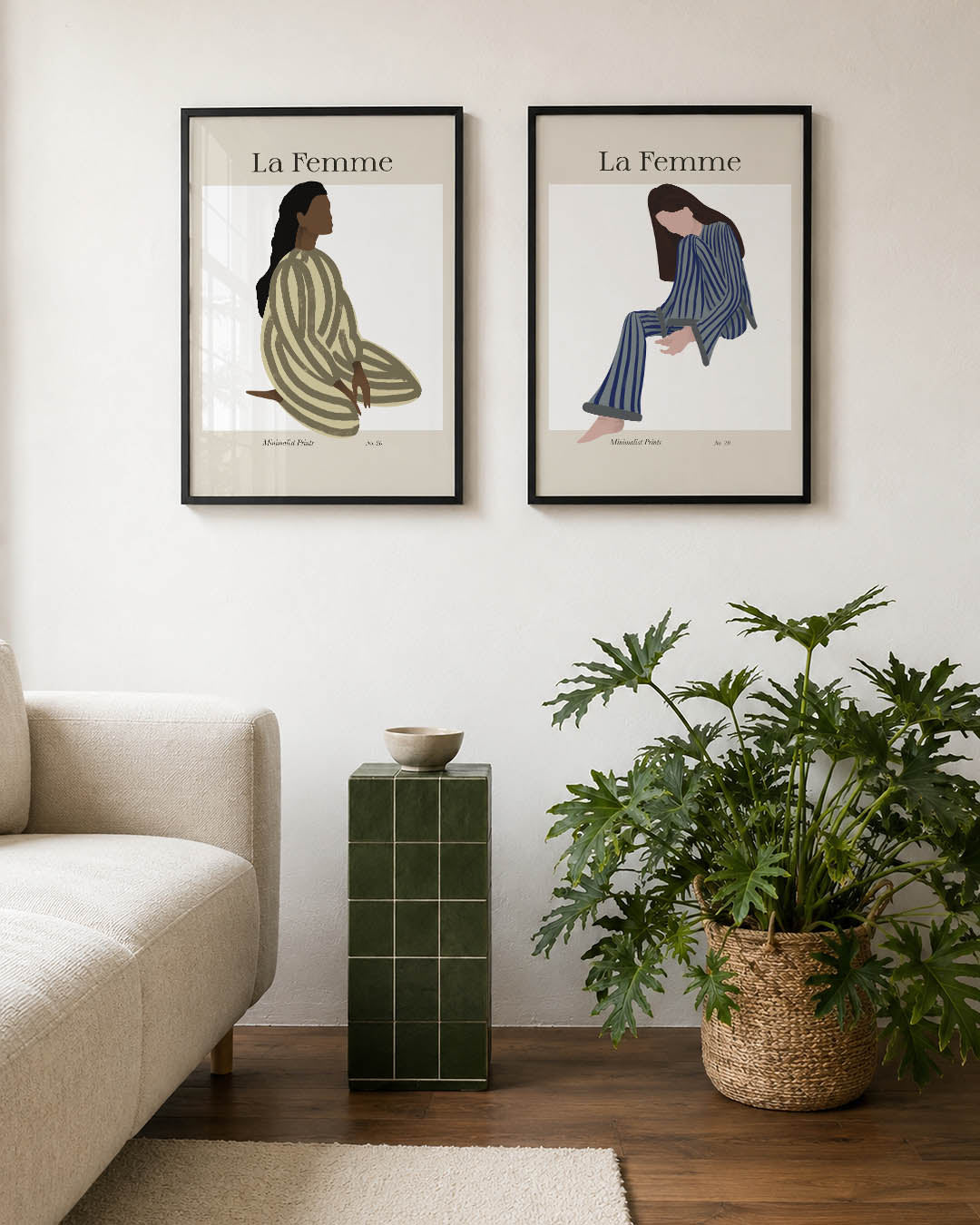 Gestreepte vrouwenzit Posterset