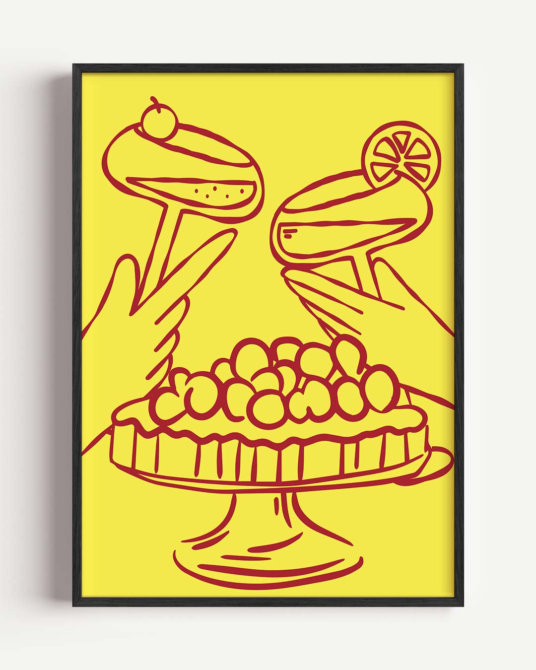 Feestelijke Cocktail & Taart Illustratie Poster-WallArtistic