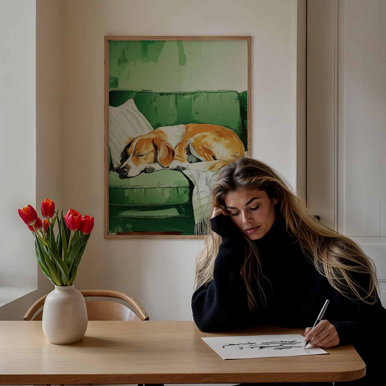 Dromerige Hond op de Bank Poster