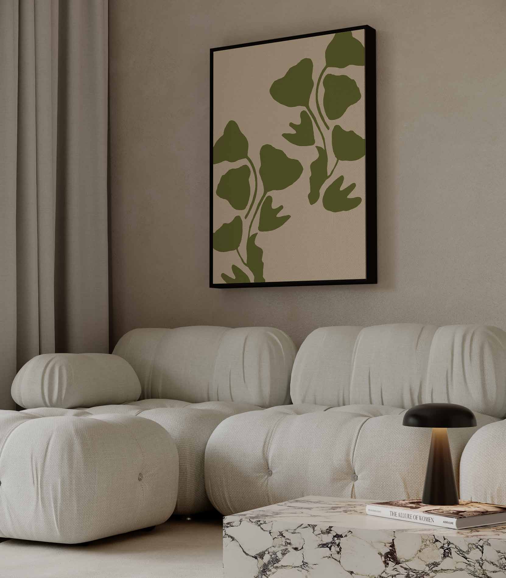 Groene Ginkgo Bladeren Kunstwerk-canvas-dibond-plexiglas-wanddecoratie-WallArtistic