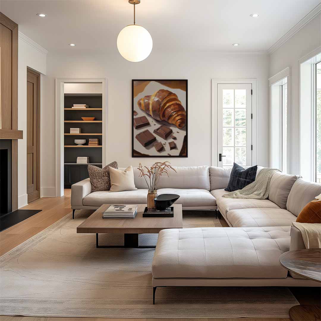 Choco Croissant Delight Kunstwerk-canvas-dibond-plexiglas-wanddecoratie-WallArtistic