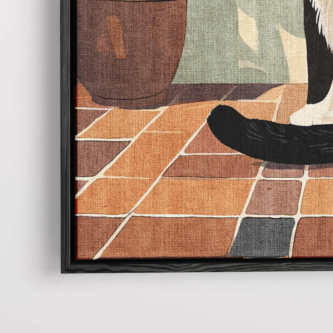 Charmante Kat tussen Groen Kunstwerk-canvas-dibond-plexiglas-wanddecoratie-WallArtistic