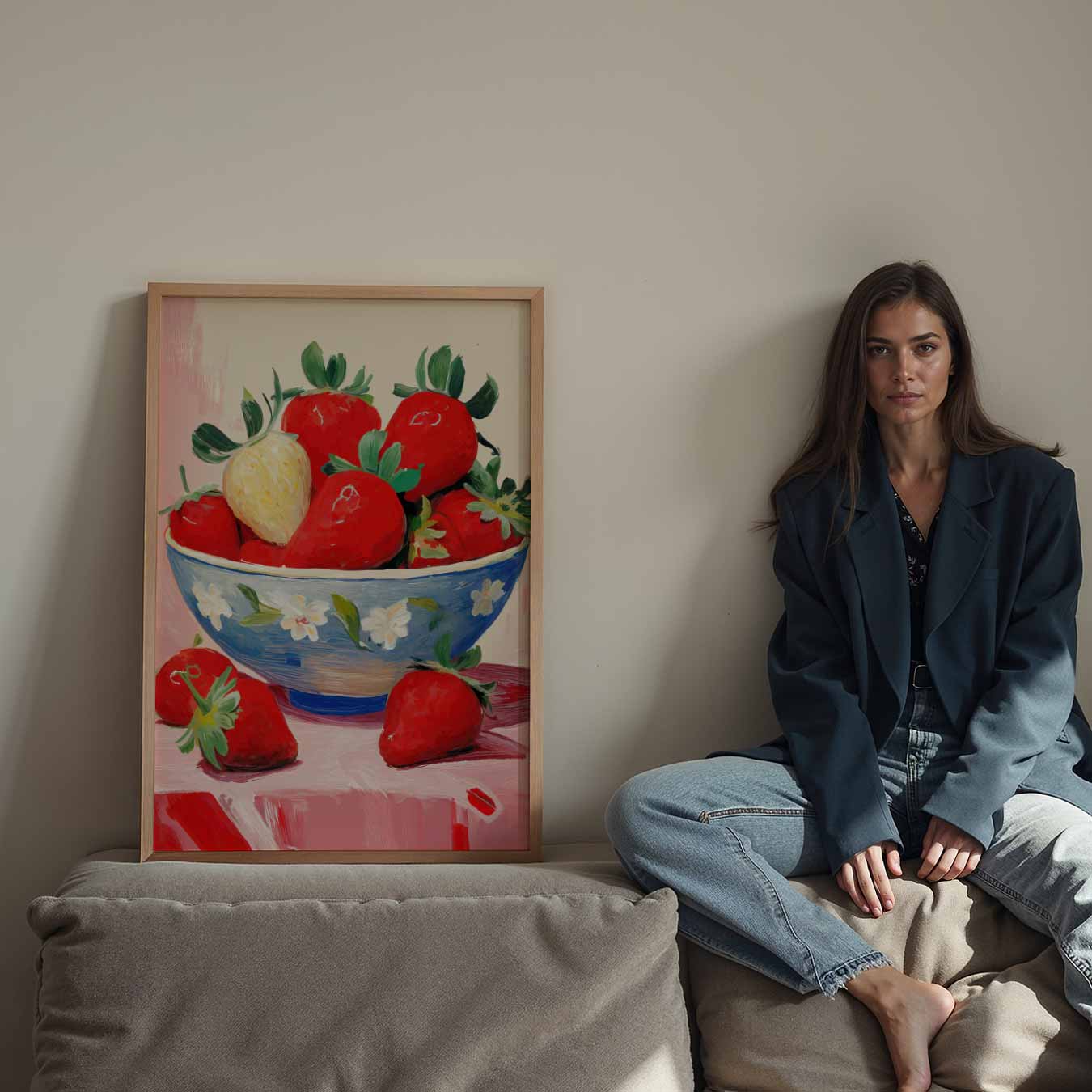Aardbeien in Kunstzinnige Kom Poster