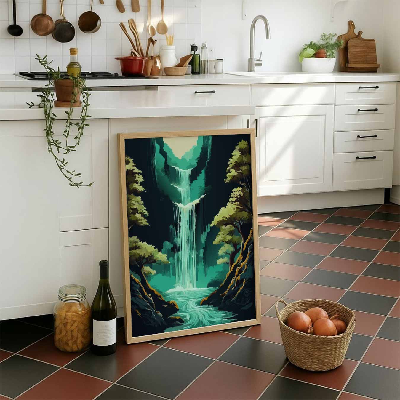 Smaragdgroene Waterval Poster-WallArtistic