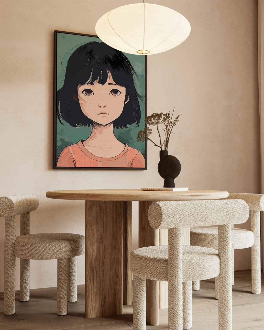 Dromerige Blik Portretkunst Kunstwerk-canvas-dibond-plexiglas-wanddecoratie-WallArtistic