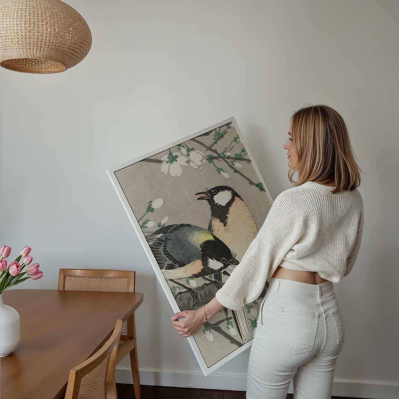 Vogels en Bloesems Print Poster-WallArtistic