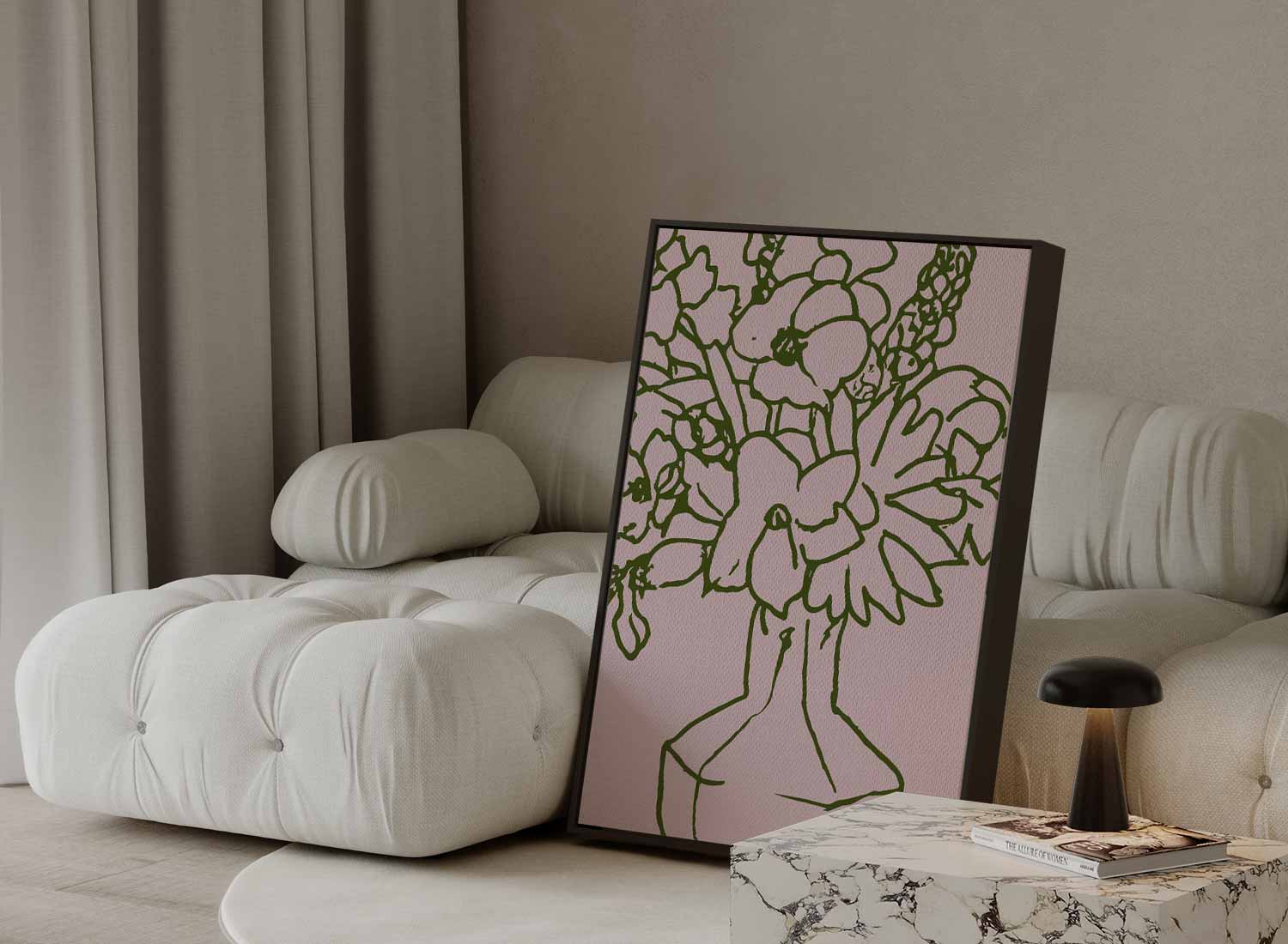 Bloemen in Lijn Kunstwerk-canvas-dibond-plexiglas-wanddecoratie-WallArtistic