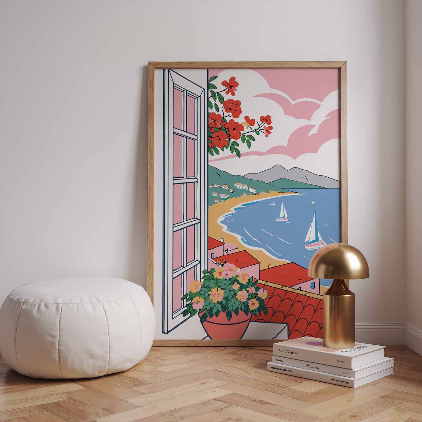 Zomers Uitzicht op de Middellandse Zee Poster-WallArtistic