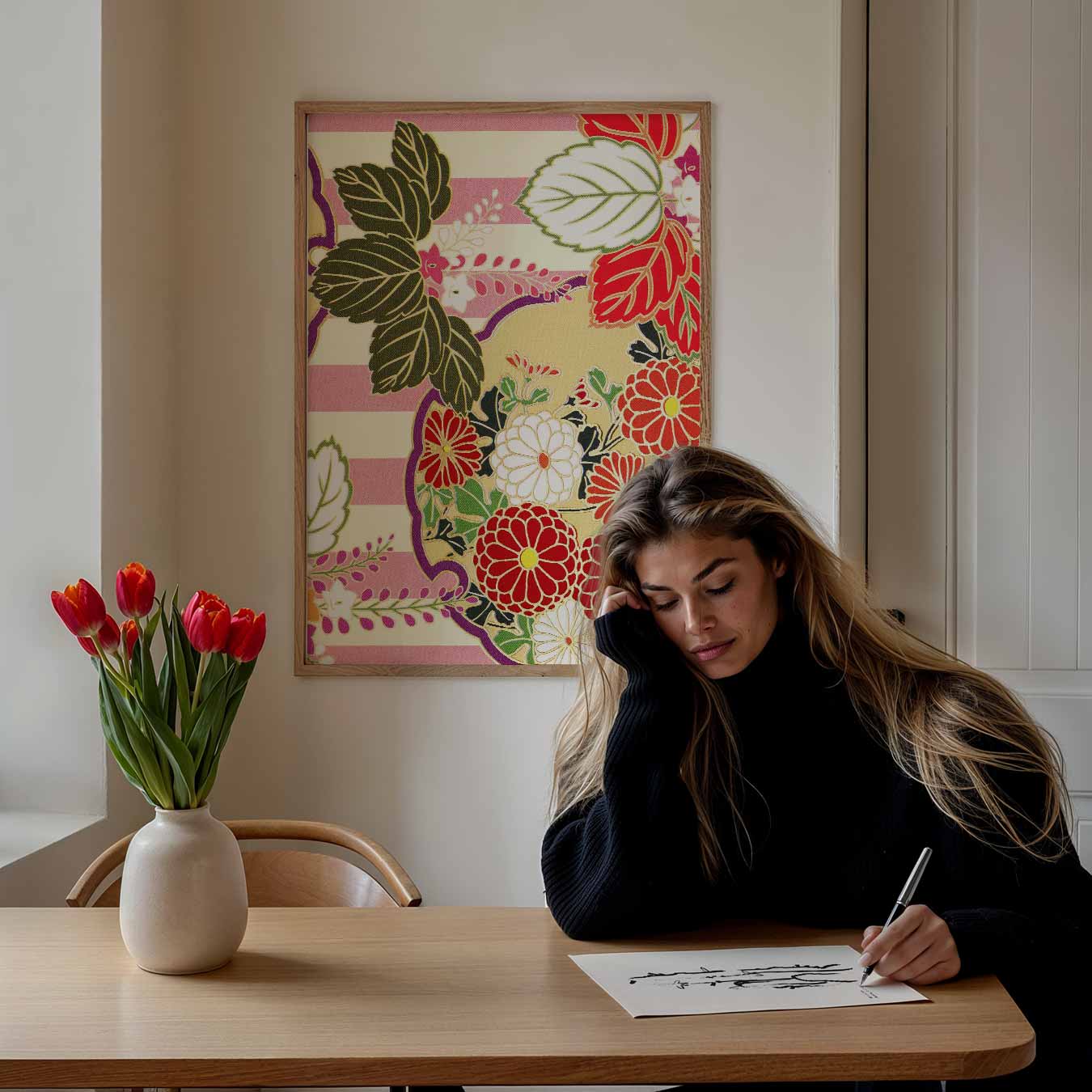 Japanese Floral Kimono Poster-WallArtistic
