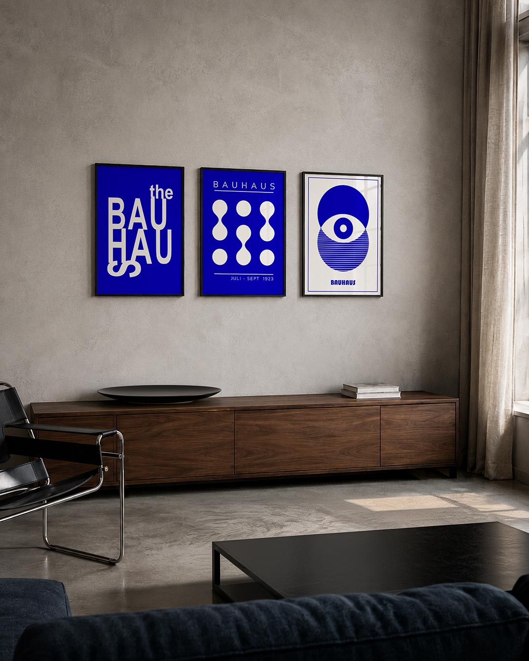 Typografisch blauw Posterset
