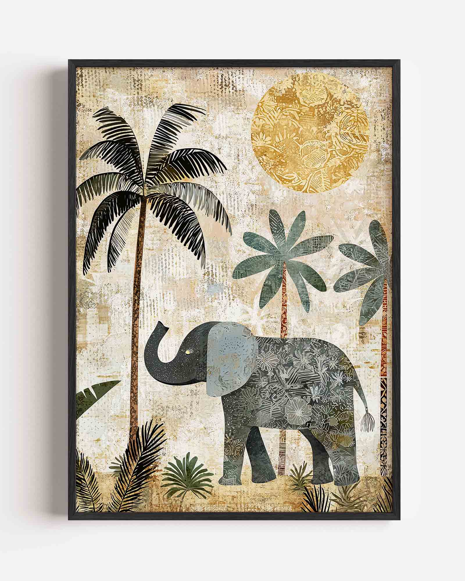 Olifant en palmbomen Poster
