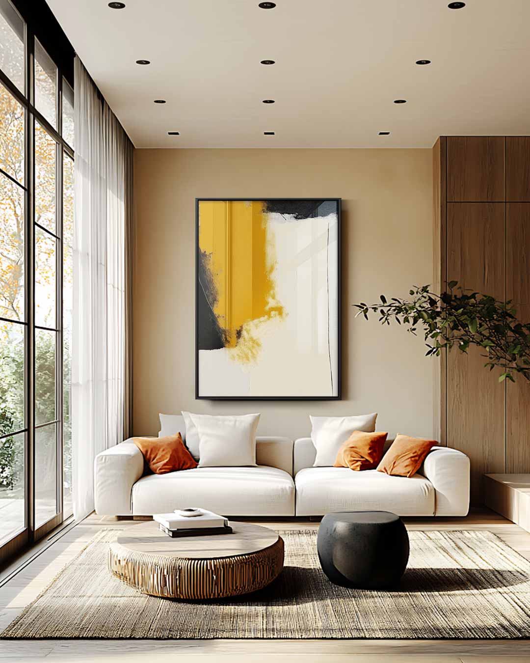 Stroom van Oker Kunstwerk-canvas-dibond-plexiglas-wanddecoratie-WallArtistic