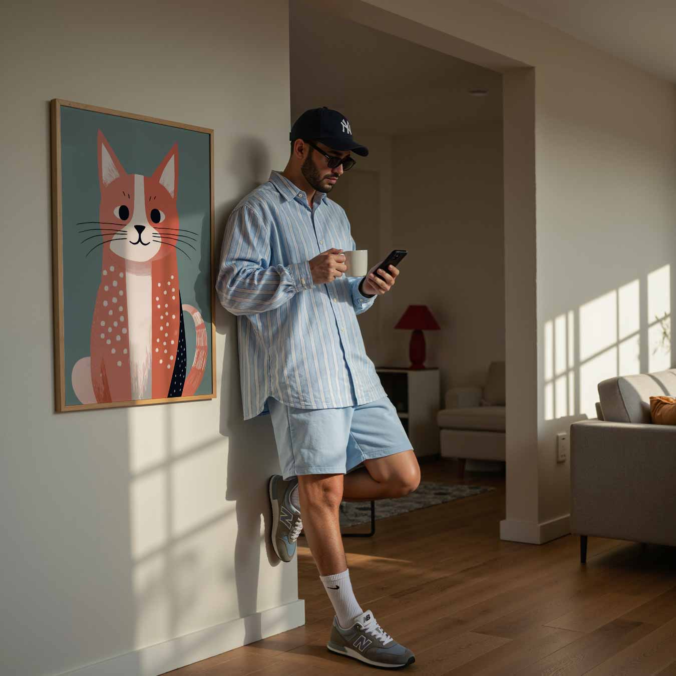 Schattige Kat Illustratie Poster-WallArtistic