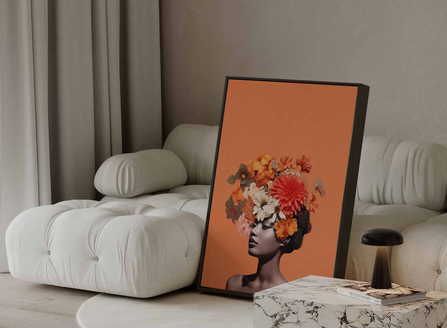 Bloemenfantasie Portret Kunstwerk-canvas-dibond-plexiglas-wanddecoratie-WallArtistic