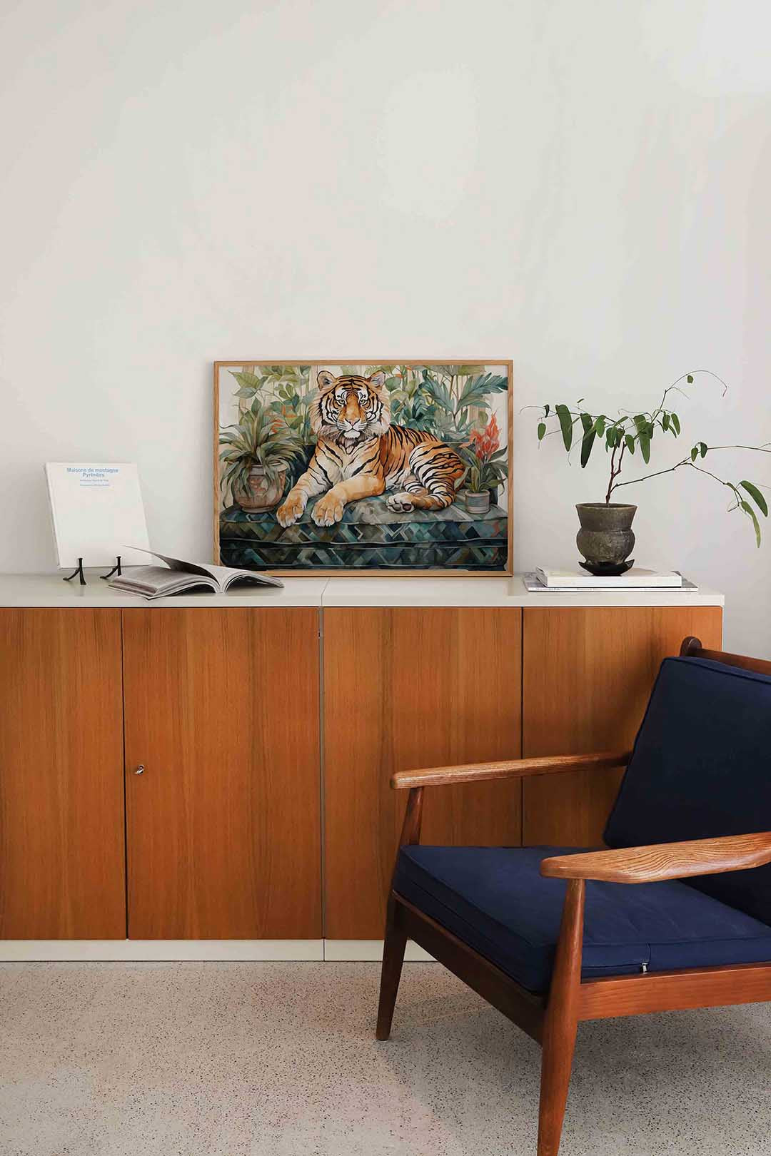 Tijger met planten Poster