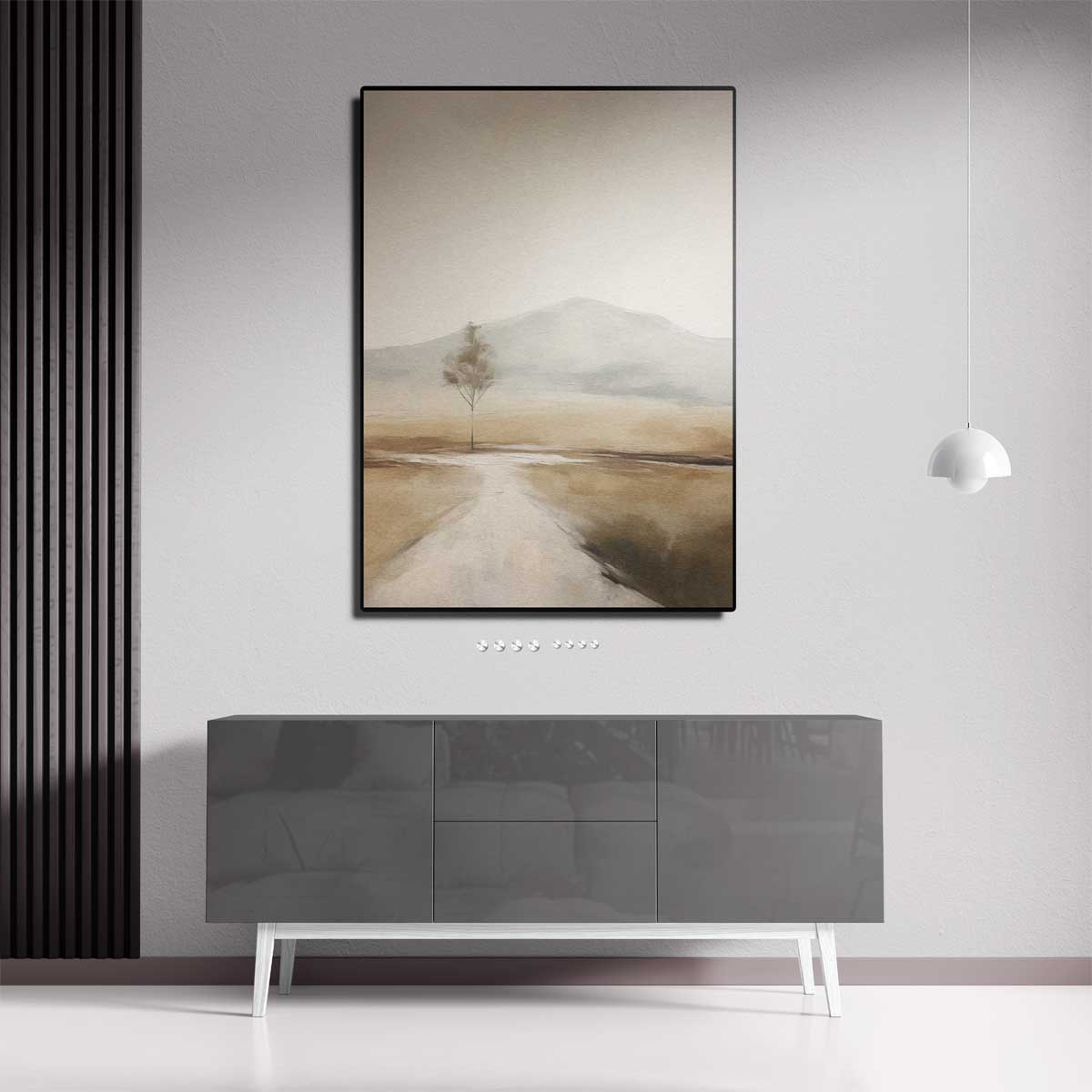 Eenzame Boom in Zacht Landschap Kunstwerk-canvas-dibond-plexiglas-wanddecoratie-WallArtistic