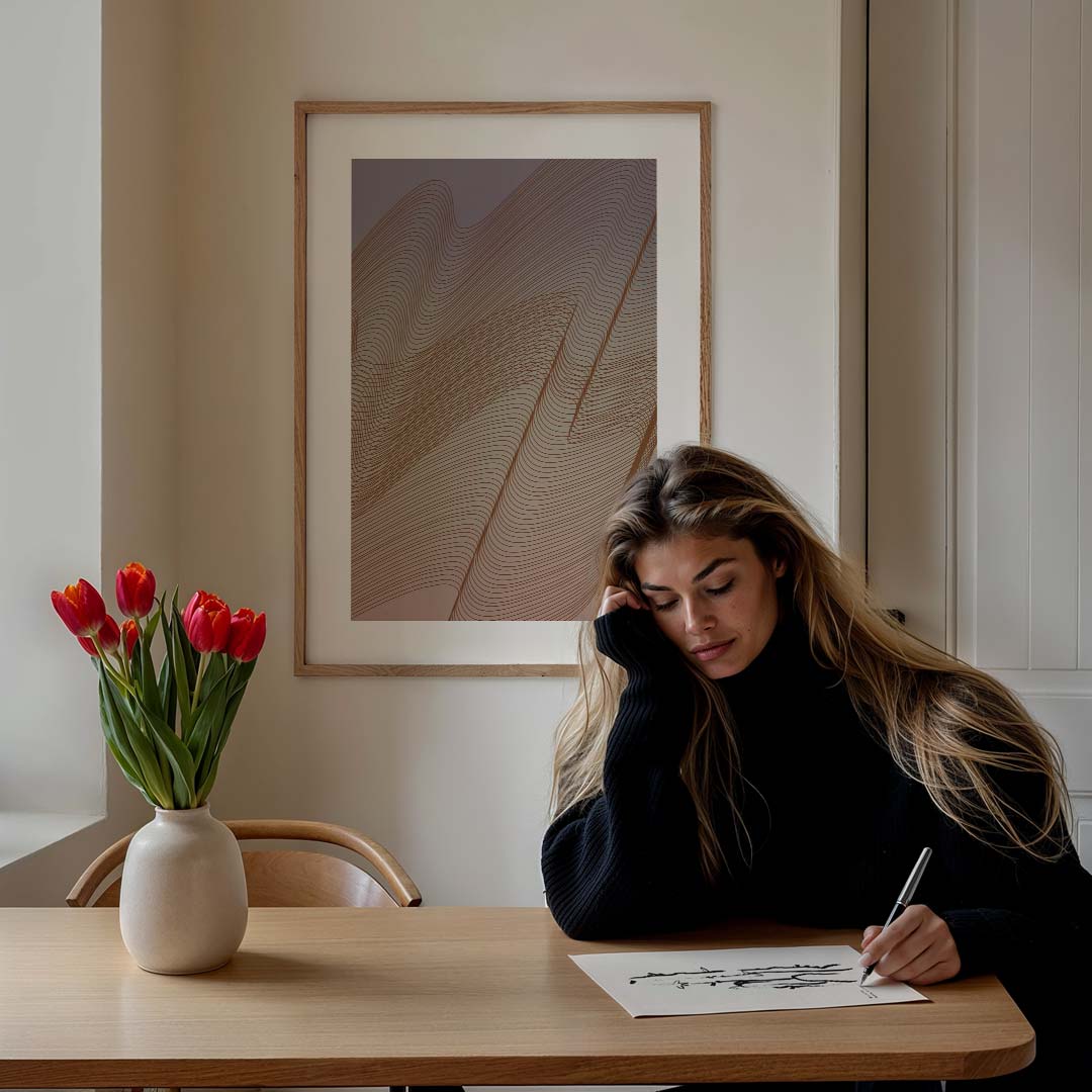 Elegante Linnen Abstractie Poster-WallArtistic