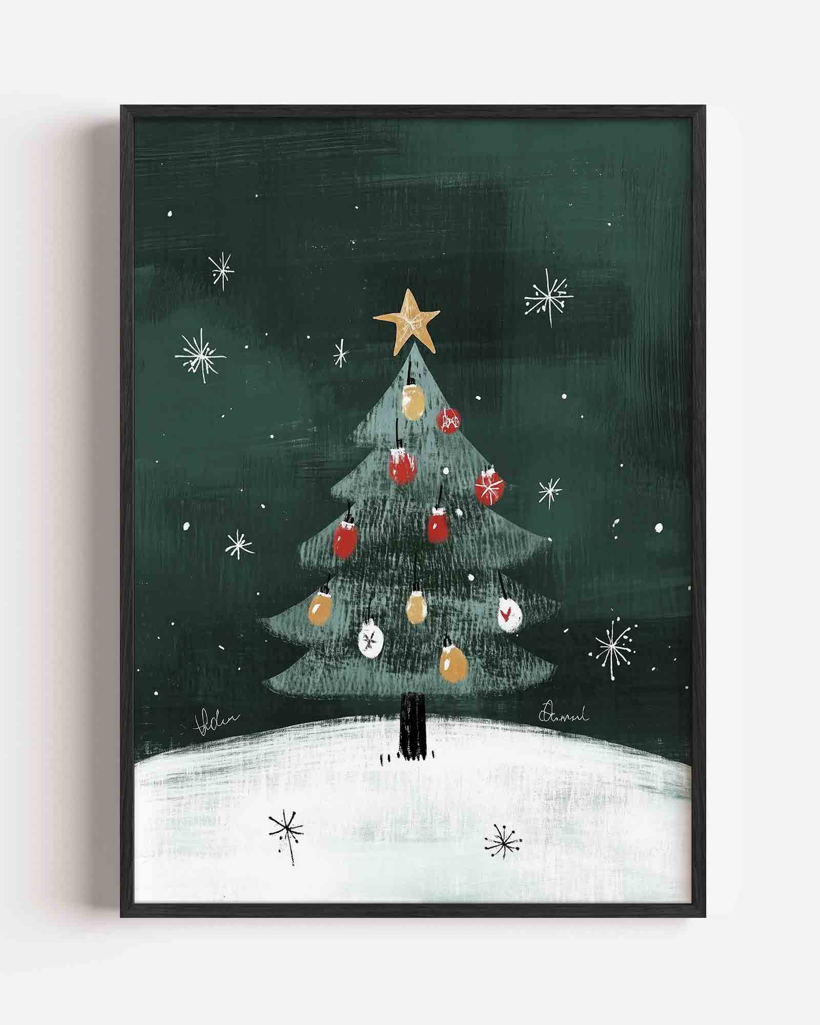 Kerstboom met ster Poster