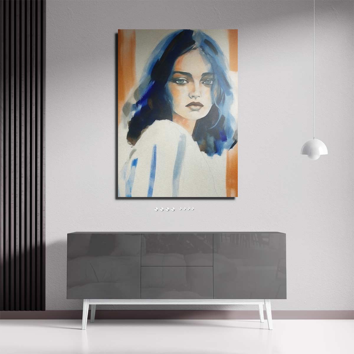Dromerige Blik in Blauw Kunstwerk-canvas-dibond-plexiglas-wanddecoratie-WallArtistic